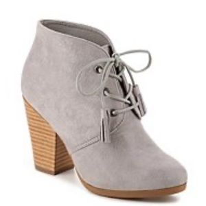 Journee Collection Wen Booties, Lace-Up in Gray. Size 8.5. Very Gently Worn.
